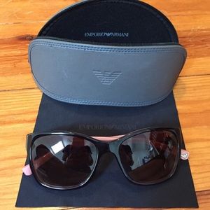Emporio Armani Black Pink Wayfarer Sunglasses