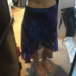 forever 21 sheer galaxy high low skirt