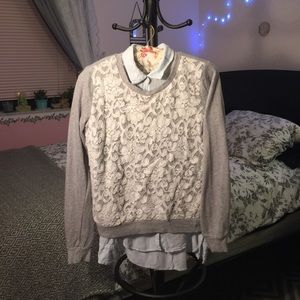 Grey and Lace Sweater