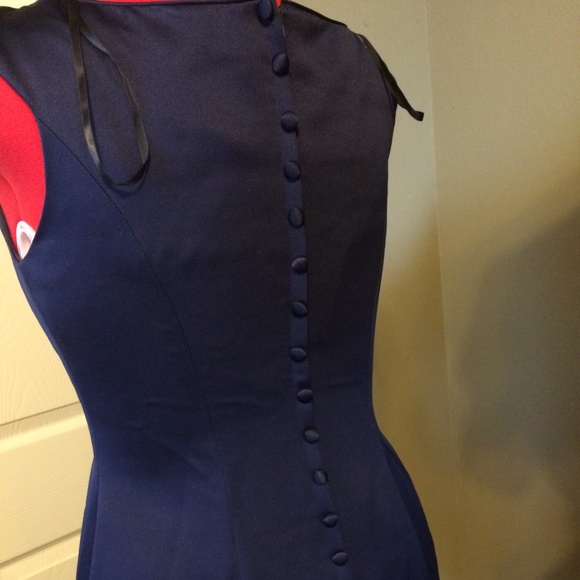 Alex evenings navy blue zip back dress. - Picture 2 of 3