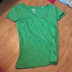 Green v neck shirt