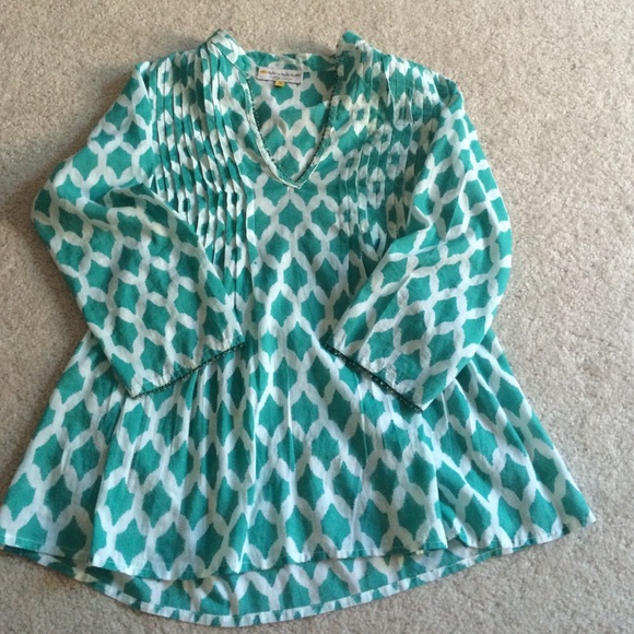 Roberta Roller Rabbit green beaded tunic top
