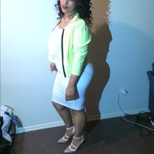 Lime green blazer with black lining