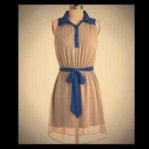**flash sale* Modcloth blue tan sheer accent dress