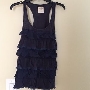 navy blue ruffle tank top
