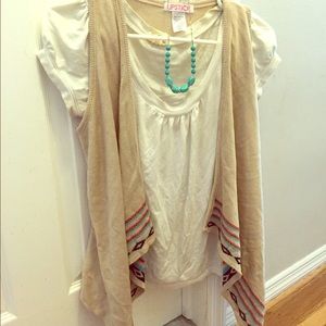 Small high low asymmetrical hem Aztec sweater vest