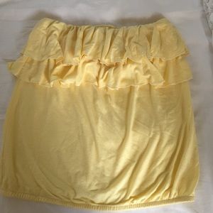 yellow ruffle tube top