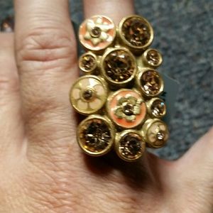 Ladies NWT Pilgrim gold toned coctail ring. Size 6