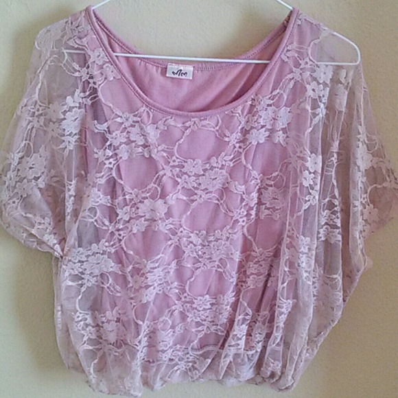 Casual Lace Baby Pink Top for Woman