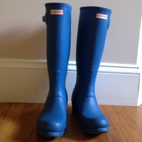 Tall blue hunter boots!