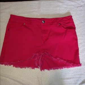 Red Jean shorts