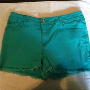 Green Jean shorts