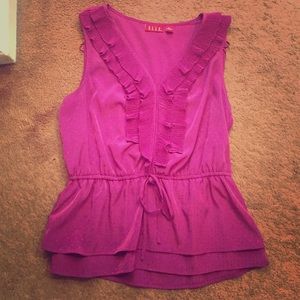 SOLD Magenta Sleeveless Elle top with Ruffles