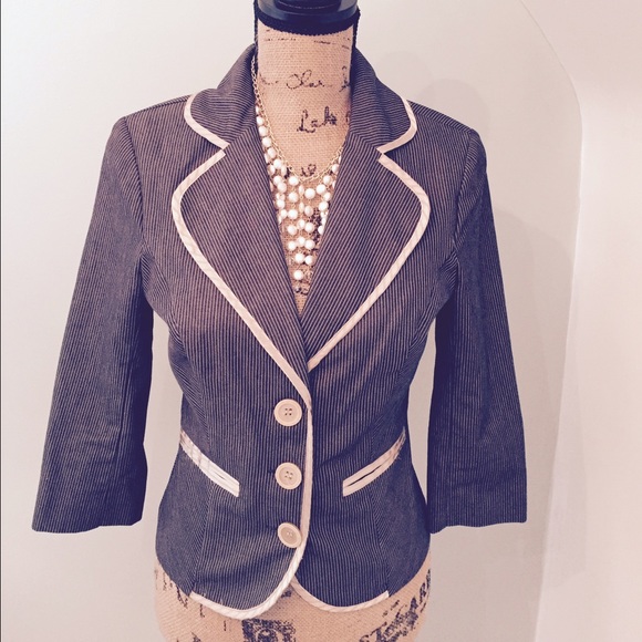 Navy and champagne blazer