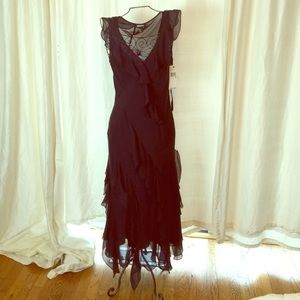 DKNY navy chiffon dress with separate under slip