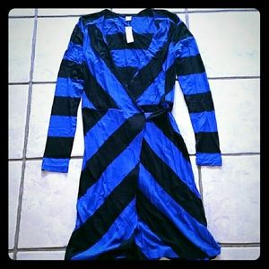 Cobalt Blue & Black Wrap Dress