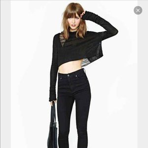 Widow black cropped hooded knit