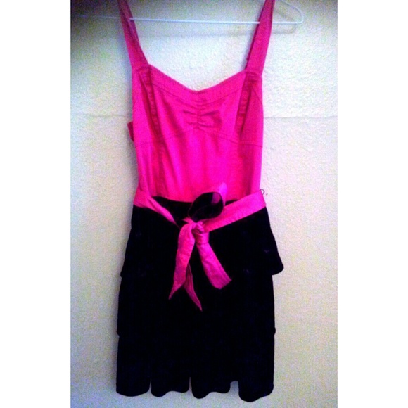 Hot Pink and Black  Barbie Dress with Bowknot Belt