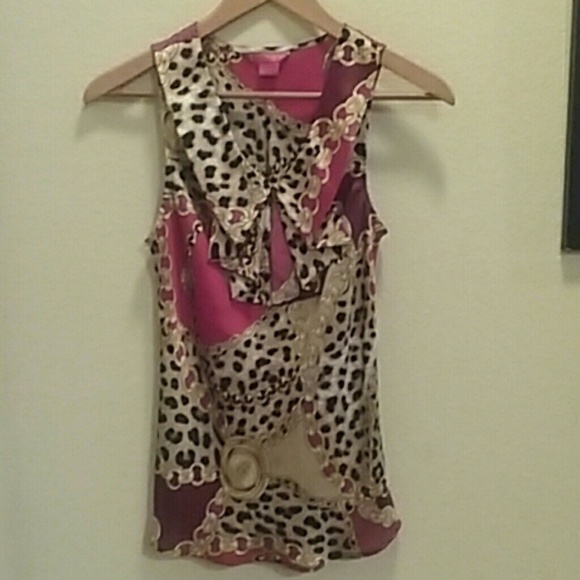 MARKDOWN $9.00 Leopard/gold chain top