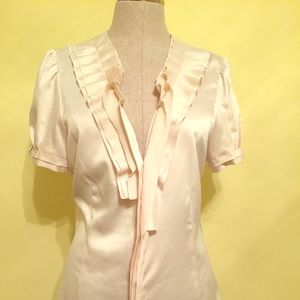 BCBG Cream colored pleated satine L