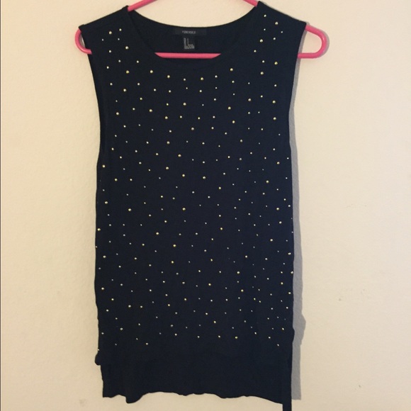 Black tank with gold studs