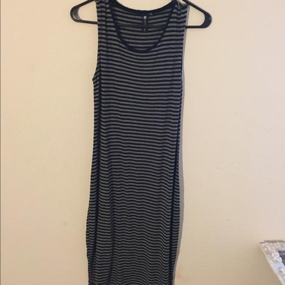 Navy blue/black and gray stripped midi dress