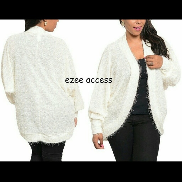 Plus size cocoon sweater cardigan Ivory new - Picture 2 of 4