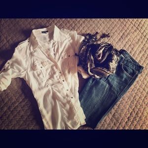 White button up with roll up sleeves