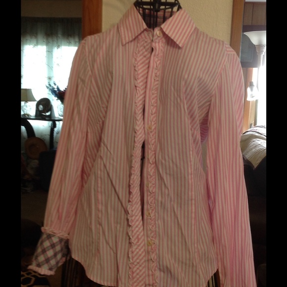 Lilly P pink button down shirt