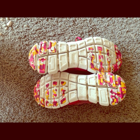 Colorful pair of reebok  running shoes