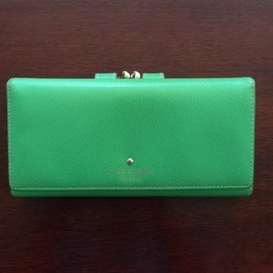 Authentic kate spade wallet - green leather