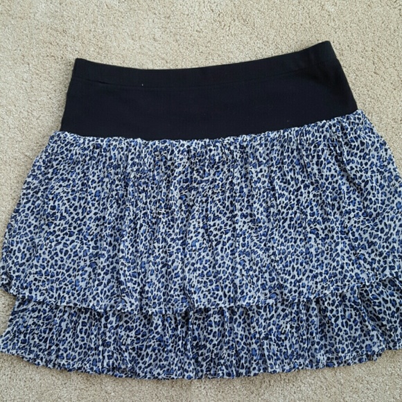 Blue Leopard  print  mini skirt