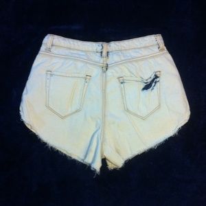 High waist bleach denim shorts