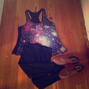 Galaxy tank top with rhinestones