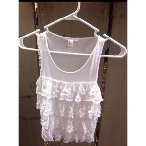 Ruffles and lace tank top