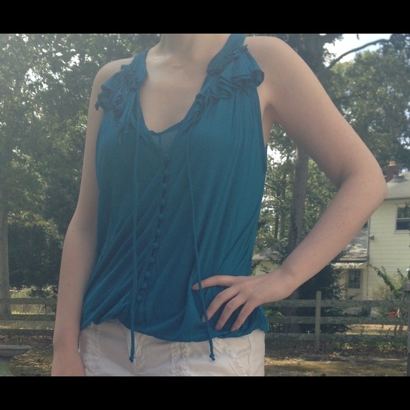 Anthropologie TURQUOISE Bordeaux FluidMovement Top
