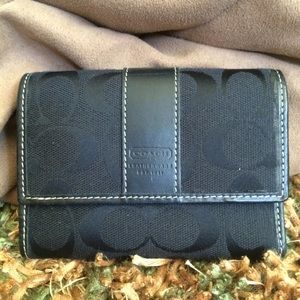 Black Coach Trifold Wallet
