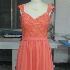 Coral dress with beading