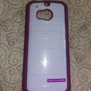 Glittery white and pink body glove case for HTC m8