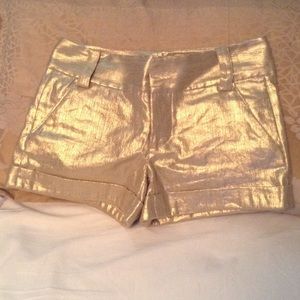 Alice and Olivia Metallic Gold Shorts