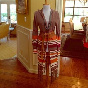 Long striped fall colored sweater