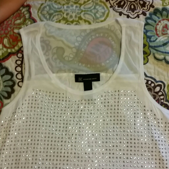 White embellished tank top