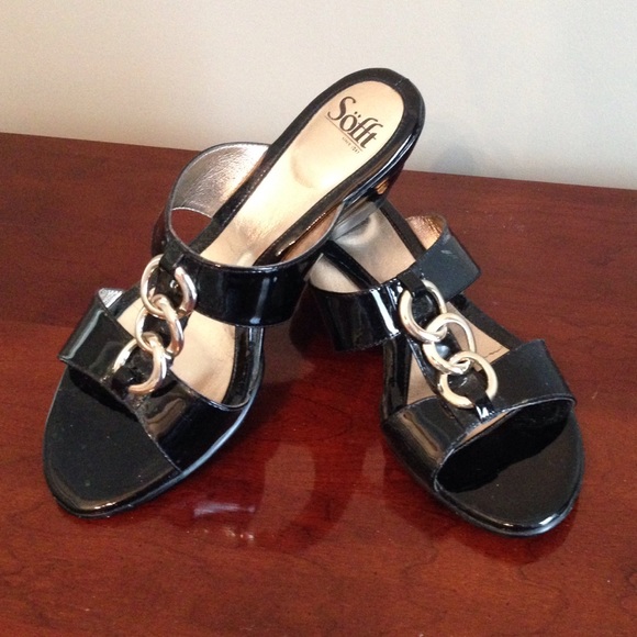 Softt black patent sandals