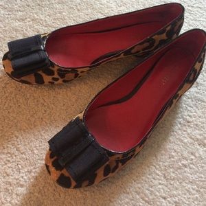 Nine West leopard print bow flats size 8.5 EUC