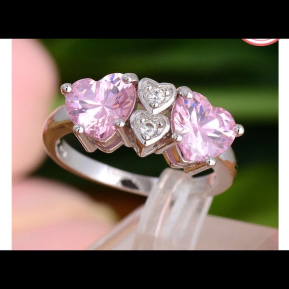 Love Heart Pink CZ Ring Size 9
