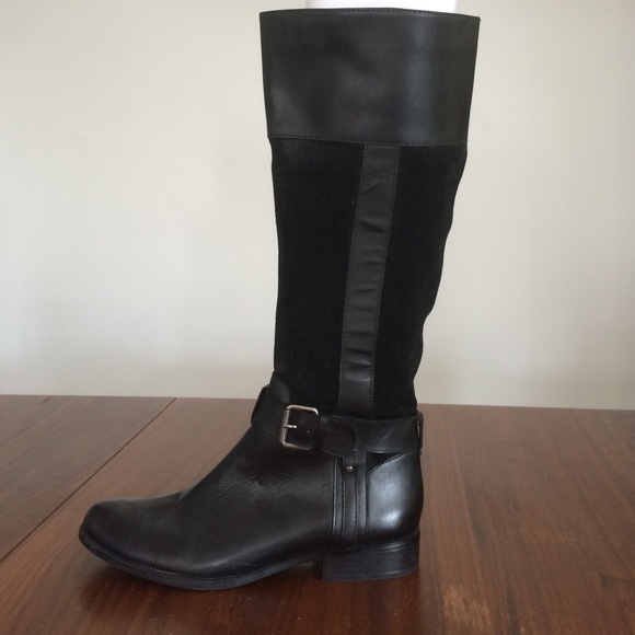 Mixed leather and suede boots