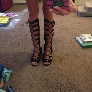 Lace-up sandal heels