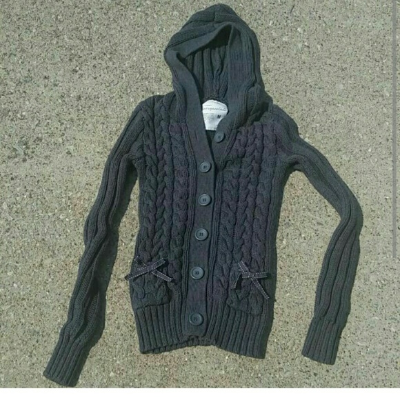 Gray cable knit cardigan