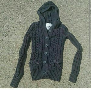 Gray cable knit cardigan