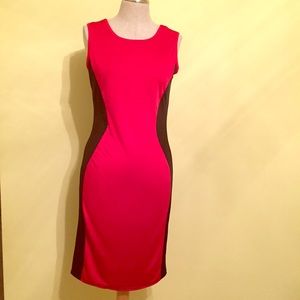 Body con red and black knee length dress